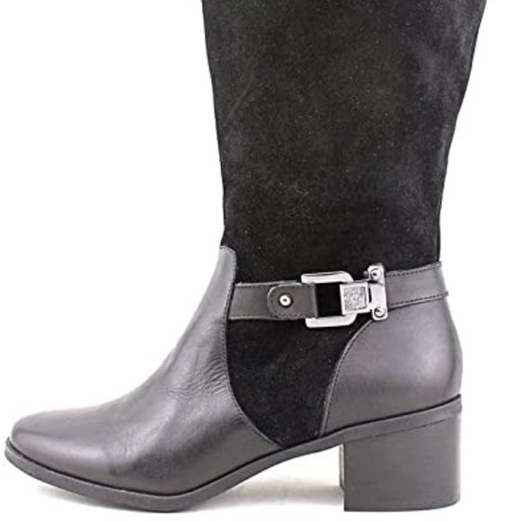 $100 OFF ✅ Anne Klein AK Suede Riding Boots 8.5M Wide Calf ✨ NIB - Picture 2 of 16